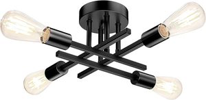 Plafonnier semi-encastré moderne style ferme à 4 lumières, en métal noir mat, luminaire suspendu pour îlot de <span class=keywords><strong>cuisine</strong></span> et décoration de chambre - Product Image 6