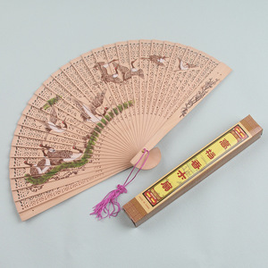 Cá Nhân Tay Gỗ Fan Tùy Chỉnh 7 Inch Khắc In Gấp Fan Có Thể Gập Lại Gỗ Vải Quạt Tre - Product Image 4