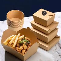 Boîte à lunch jetable en papier kraft avec logo personnalisé, pour la restauration rapide à emporter, 3 compartiments pour les ailes de poulet frites et les frites