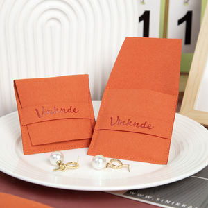 <span class=keywords><strong>Pochette</strong></span> d'emballage en microfibre orange sur mesure 8x8cm pour bijoux, cadeaux, colliers, bagues - Product Image 1