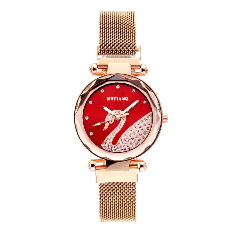 2022 Hot Sale New Mesh Belt Swan Watches Fashion Casual Simple Design Watches Quartz Dial Watches For Women