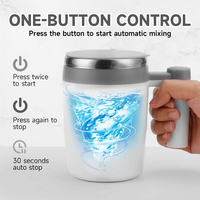 Tasse mélangeuse automatique rechargeable en acier inoxydable de 13 oz avec barre d'auto-mélange pour café