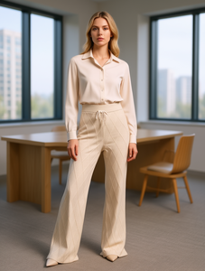 Completo da Donna YMK237, Vestibilità Ampia, Tinta Unita, in Raso Traspirante, con Colletto Rovesciato, Ideale per la Primavera - Product Image 2