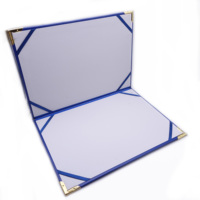 Carpeta Portafolio Personalizada de Cuero PU Azul A5, con Tapa Dura, para Certificados Escolares, Diplomas y Títulos