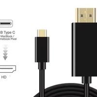 Cable Tipo-C de Alta Calidad de 1.8m, 4K HD, Macho a Macho, Conectores Dorados, Conductor de Cobre Estañado, Revestimiento de PVC, Blindaje Trenzado, Color Negro