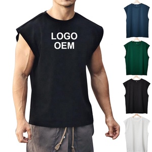 Áo ba lỗ tập gym nam cotton rộng rãi in logo tùy chỉnh, màu đen, dùng cho tập thể hình, chạy bộ - Product Image 1