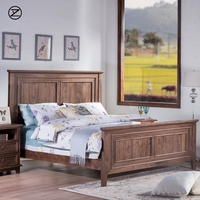 Lit double américain en bois massif, lit de mariage pour chambre principale, lit simple en bois de cerisier, grand lit