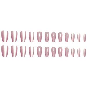 Produits de beauté de luxe Fournitures pour ongles Appuyez sur Ongles Conseils Rose Oeil de Chat Doux <span class=keywords><strong>Pastel</strong></span> rose Ongles En Gros 24pcs Doigt Réutilisable - Product Image 5