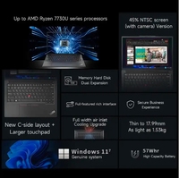 Lenovo Thinkpad E14 ışık ve taşınabilir 14 "dizüstü AMD R5-7530U/Ryzen 7-7730U 8GB/16GB DDR4512GB/1TB SSD dizüstü PC iş için