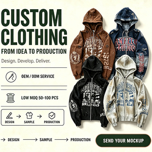 Sudadera con capucha y cremallera para hombre, estilo oversize, streetwear, con estampado digital, de algodón tejido, venta al por mayor, fábrica de prendas OEM - Product Image 1