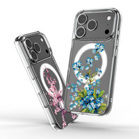 Transparent Magnétique Tour Eiffel Bleu Fleur Papillon Coeur Dur PC Antichoc Téléphone Cas pour iPhone 17 Pro Max AIR