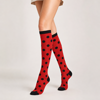 Chaussettes de compression à pois, longues jusqu'aux genoux, respirantes, évacuant l'humidité, pour le sport, les voyages, la course à pied et le cyclisme