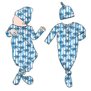 Little Glow Kid Wholesale Breathable <strong>Newborn</strong> Baby Knotted <strong>Gown</strong> Sleeping Bag Matching Beanie for Kids Children - Product Image 6