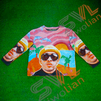 Fabricant de gros pull à col rond pour hommes Streetwear Plus Size Rap Basketball Woven Tapestry Sweater