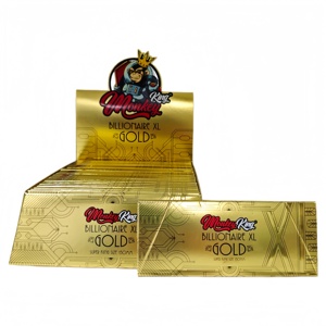 Papiers à rouler Monkey King Billionaire XL Gold Super King Size en fibres végétales naturelles, 32 feuilles + 32 embouts par carnet, 24 carnets par boîte - Product Image 6