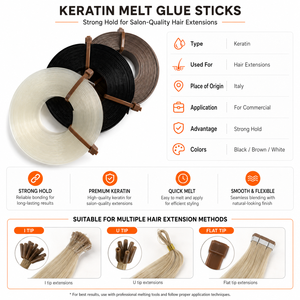 Colla per Extension <span class=keywords><strong>Capelli</strong></span> in Cheratina Italiana di Alta Qualità, Bastoncini di Colla Calda Forte per Saloni di Bellezza, Accessorio di Qualità per Styling - Product Image 6