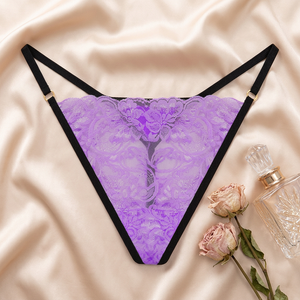 Tanga de Encaje Floral Transparente para Mujer, Tanga Sexy de Talle Bajo con Tirantes Finos, Ropa Interior Elegante y Transpirable para Mujer, Venta al por Mayor - Product Image 2