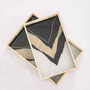 Nguồn Cung Cấp Kính Sang Trọng Khay Đá Cẩm Thạch Cho Ngôi Nhà Khách Sạn Trang Trí Nội Thất Tùy Chỉnh In Trang Trí Phục Vụ Khay Bộ - Product Image 6