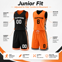 Conjunto de Baloncesto Personalizado para Niños, para Academias, Camiseta y Pantalones Cortos Sublimados con Nombres y Números de Jugadores