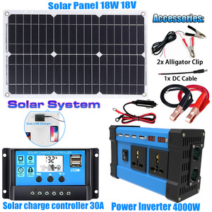 Inverter daya Off Grid 12V hingga 220V 300W + Pengendali isi daya tenaga surya 30A + Panel surya 18W 18V dengan suku cadang - Product Image 2