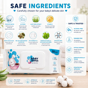 Toallitas Húmedas para Bebé al por Mayor de Fábrica OEM, Desechables, Orgánicas, Antibacterianas, Extra Suaves, 80 Unidades, Limpiadoras, Ecológicas, Proveedor de Toallitas Húmedas para Bebé - Product Image 3