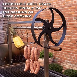 High Adjustable Santa Maria Argentinian <b>BBQ</b> Portable Powder Coated Steel Trolley Indoor/Outdoor Use <b>Smokeless</b> Charcoal - Product Image 3