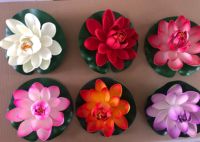 Fleurs artificielles de lotus et de nénuphar de 18 cm pour la décoration de bassin, en plastique, technique de gaufrage