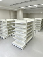 Étagère de rangement multi-niveaux personnalisée, double face, en bois, pour supermarché et magasin de détail