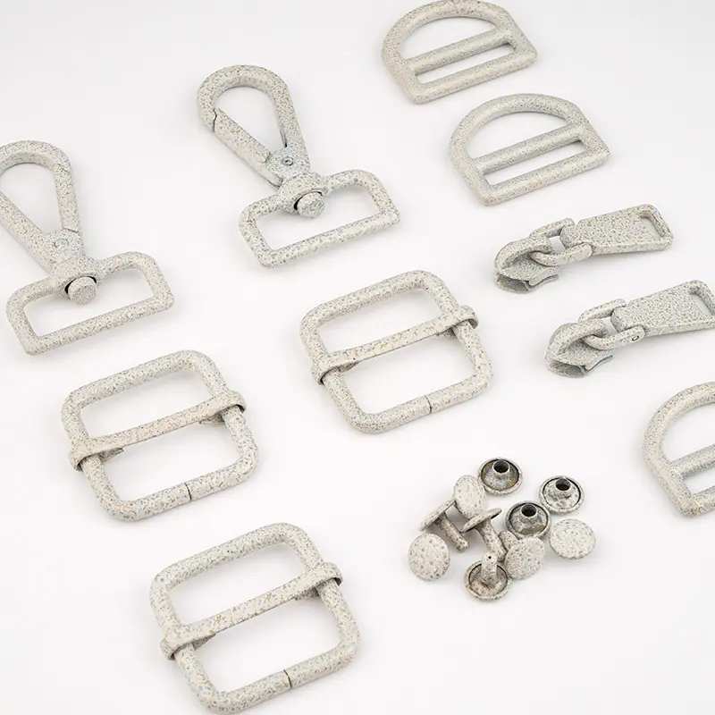 Bag Hardware Kit White 5# Zipper Pull Double Cap Rivet 1" D Ring Metal Slide Buckle 25mm Swivel Hook Snap Clasp for Handbags