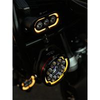 Projecteur LED étanche IPx8 pour moto - Blanc/Jaune double couleur, faisceau haut/bas, stroboscope, J9S 7 lentilles pour tout-terrain