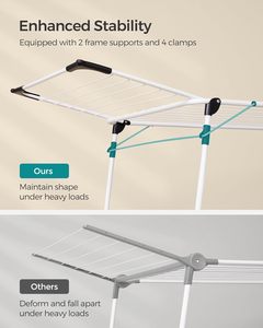 Séchoir à <span class=keywords><strong>linge</strong></span> en métal robuste pliable <span class=keywords><strong>pour</strong></span> balcon, buanderie, intérieur, extérieur, usage domestique - Product Image 4