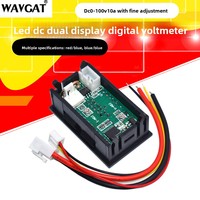 (Rojo Azul 10A) Medidor Digital de Voltaje y Corriente DC0-100V 10A LED con Pantalla Dual y Ajuste Fino