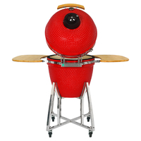 SEB 21 Barbecue Kamado Moderne en Céramique Robuste, Fumoir au Charbon de Bois, Acier Inoxydable, Commande Tactile, Paroi Épaisse pour une Retention de Chaleur Optimale