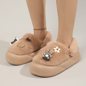 Chaussons d'intérieur épais pour enfants, collection automne-hiver, motif ours de dessin animé, monstre, fourrure douce, coton chaud, semelle extérieure en EVA, chaussures confortables pour enfants - Product Image 3