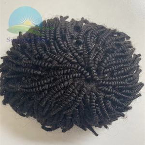 Perruque naturelle pour hommes, toupet, extensions tressées, cheveux indiens remy, postiche style <span class=keywords><strong>afro</strong></span>, entièrement lace, bon marché - Product Image 3