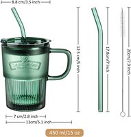 Verrerie Grande capacité épaissie sans plomb gobelet en verre à motif gaufré gobelet à eau en verre vert foncé avec paille