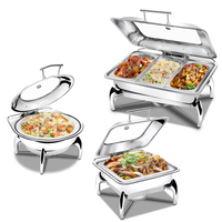 Chauffe-Plats de Luxe en Acier Inoxydable Doré pour Mariage, Réchaud de Chef 6L/9L, Ensemble Buffet