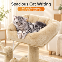 Grand arbre à chat multi-niveaux en peluche avec poteaux à gratter en sisal, double condo, hamac, perchoirs et jouets pour chats d'intérieur