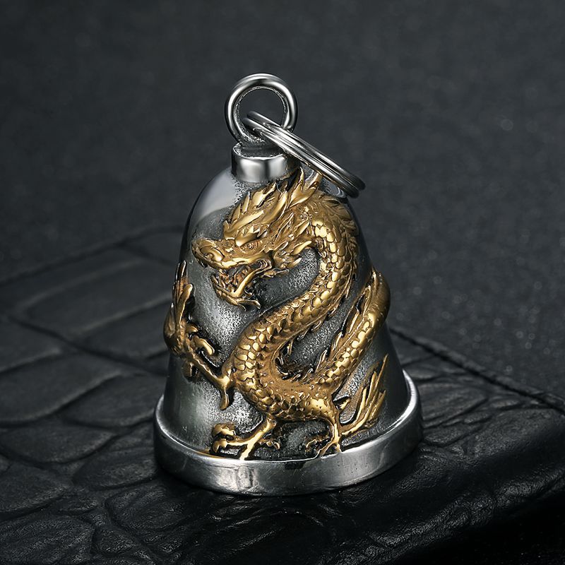 Pendentif cloche dragon doré-1