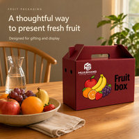 Boîte cadeau en carton ondulé portable personnalisée avec poignée et doublure en éponge pour mangues, pommes et oranges fraîches