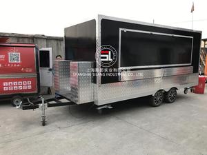 Remolque multifuncional negro para comida de acampada, camión grande con parrilla para refrigerador, carrito de comida personalizado - Product Image 3