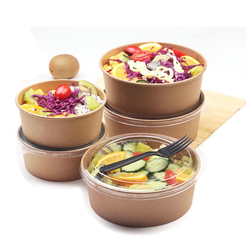 SenAng ODM OEM Emballages Alimentaires Round Brown Eco-Friendly Take Away Salad Fast Packaging Paper Kraft Bowl