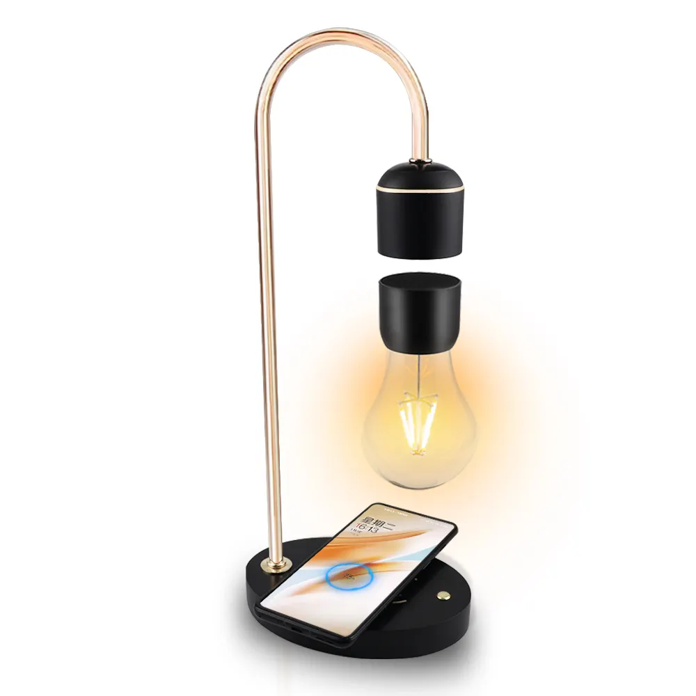 Lampada a lampadina a LED galleggiante levitante magnetica personalizzata con caricabatterie Wireless