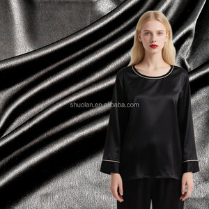 Yumuşak dokunmadan düz renk ipek pijama rulo ipek saten Polyester kumaş - Product Image 1