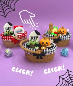 Porte-clés Clicker Panier de Pique-nique d'Halloween Imprimé en 3D, Ornement de Bureau Mignon et Sombre, Cadeau de Fêtes - Product Image 6