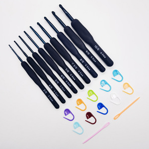 Crochet Hook <b>Set</b> With Silicone Handle 2 0 To 10 0 Mm Knitting Tools For Wool <b>Sweaters</b> Craft Supplies - Product Image 1
