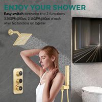 Ensemble de douche de luxe moderne noir avec affichage de la température, système de robinetterie de douche 2 fonctions, jets de massage doux et pluie, pour appartement