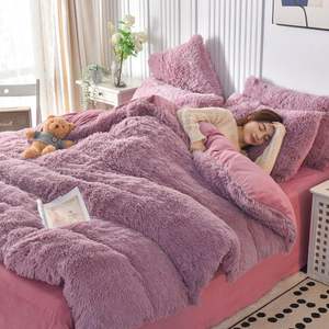 Verdikte Nerts Fleece Beddengoed Winter Crystal Fleece Lakens Koraal Pluche Dekbedovertrek Flanel 4-delige Set - Product Image 4