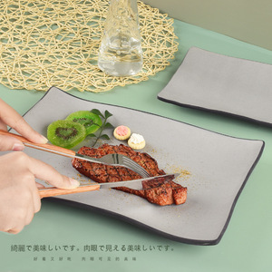 Assiettes rectangulaires en mélamine grises pour restaurant, barbecue, sushis, légumes, fêtes - Product Image 4
