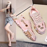 Baskets compensées de luxe pour femmes avec strass – Chaussures décontractées à semelle épaisse ornées de cristaux pour soirées et streetwear